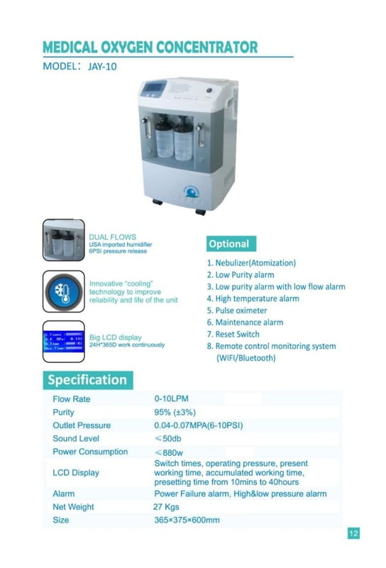 Oxygen Concentrators Jay-10 Dual Flow